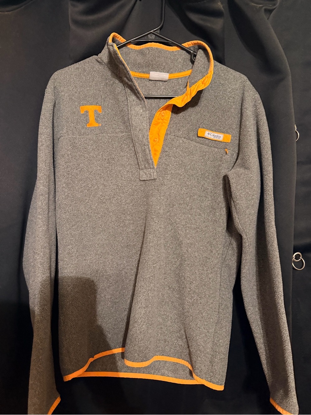 Columbia Gray Fleece Pullover with Orange Trim